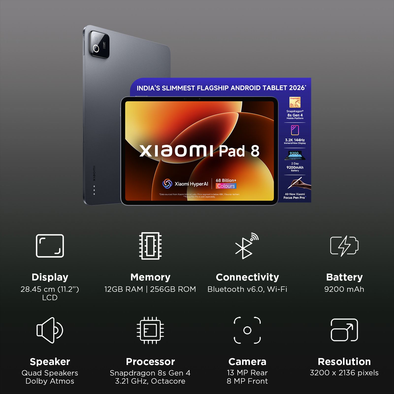 Buy Xiaomi Pad 8 Wi-Fi Android Tablet with Xiaomi Focus Pen Pro